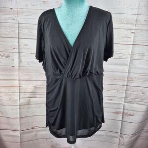 Torrid Black Peplum Top Womens Size 1X Pullover Coquette Romantic Lined Ruched